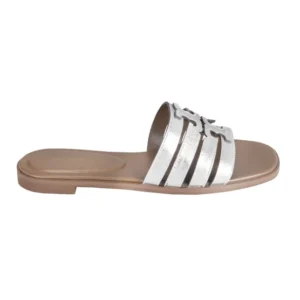 Alternative view of Tory Burch Ines Cage Slide Sandals – Silver / Wild Mushroom