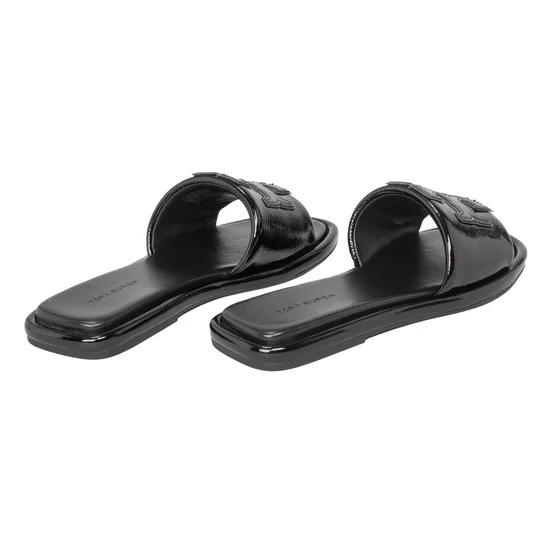 Tory Burch Double T Sport Slide Black Patent Leather Women’s Sandals - Image 3