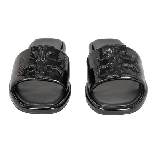Tory Burch Double T Sport Slide Black Patent Leather Women’s Sandals - Image 4