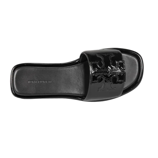 Tory Burch Double T Sport Slide Black Patent Leather Women’s Sandals - Image 5