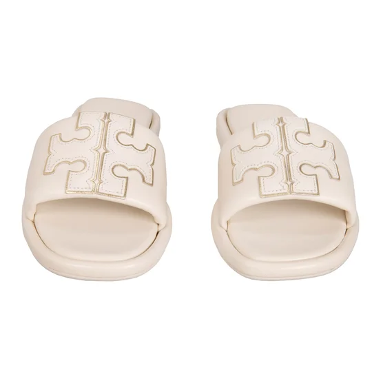 Tory Burch Double T Padded Sport Slide Sandals – Light Cream - Image 4