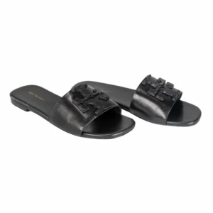 Tory Burch Ines Flat Slide Black Goat Leather Women’s Sandals