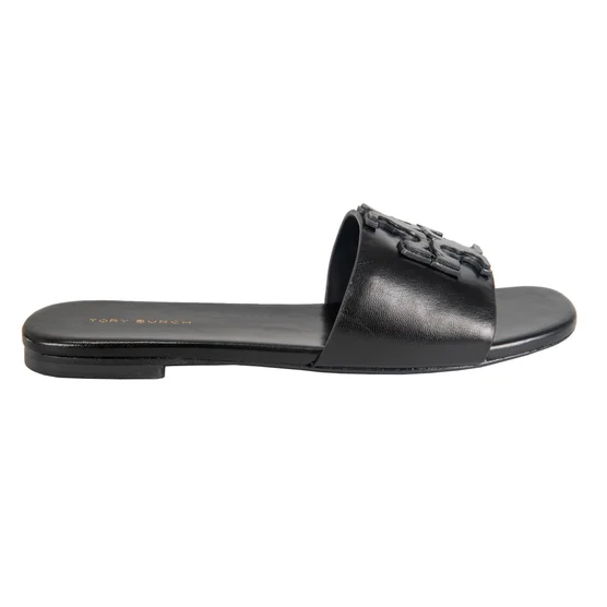 Tory Burch Ines Flat Slide Black Goat Leather Women’s Sandals - Image 2