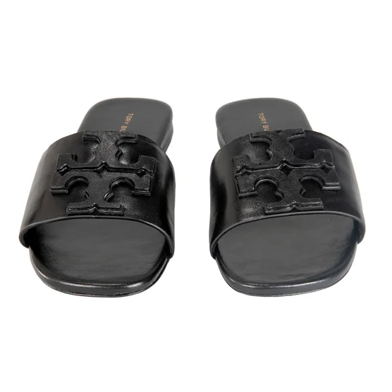 Tory Burch Ines Flat Slide Black Goat Leather Women’s Sandals - Image 4