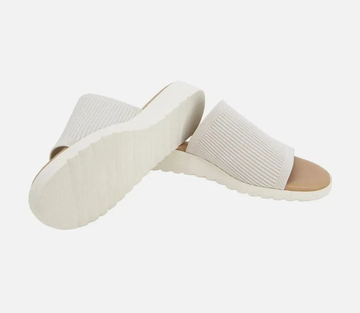 Kensie Women’s Knit Slip-On Sandals – Beige (Size US 8) - Image 2